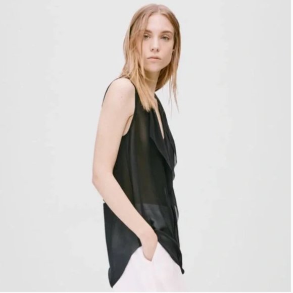 Aritzia Babaton 100% Silk Sleeveless Blouse - Black - Picture 2 of 8